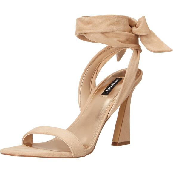 Nine West Women Kelsie Slingback Ankle Wrap Sandals Size US 8.5M Natural Beige - Picture 1 of 6